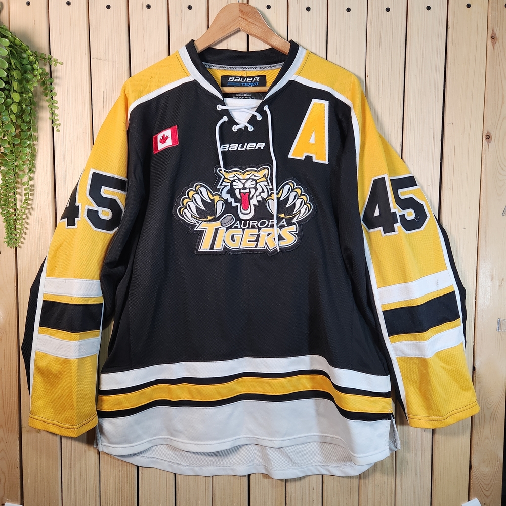 Bauer Aurora Hockey Jersey Tigers Black and Yellow Hockey Jersey